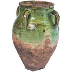Green-Glazed Terracotta Pot, France, Mid-19th Century