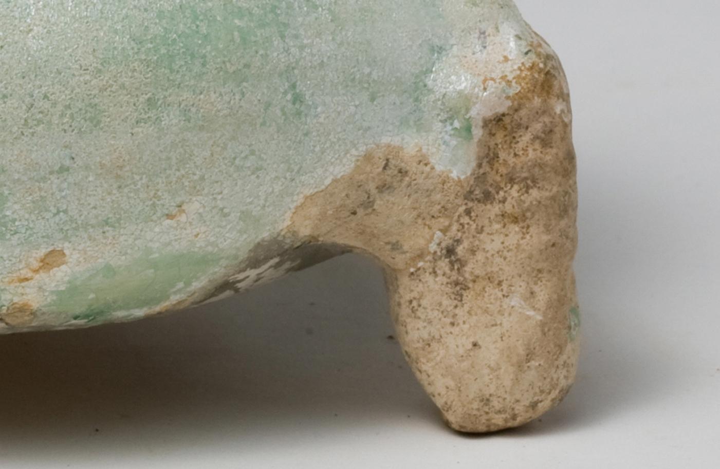 Earthenware Green-Glazed Tripod Vessel, Han Dynasty For Sale