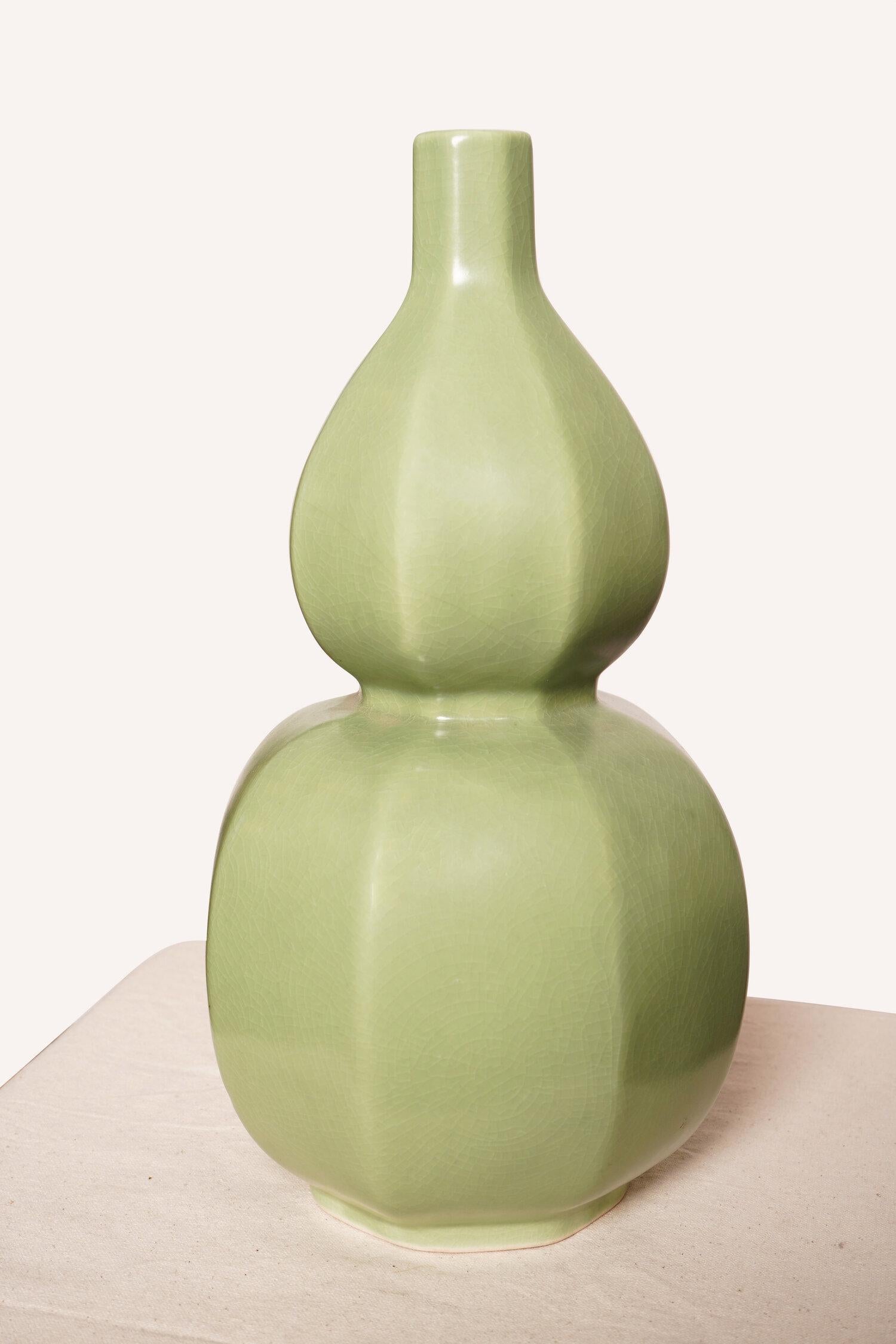Green Glazed Vase #1 In Good Condition For Sale In Long Island City, NY