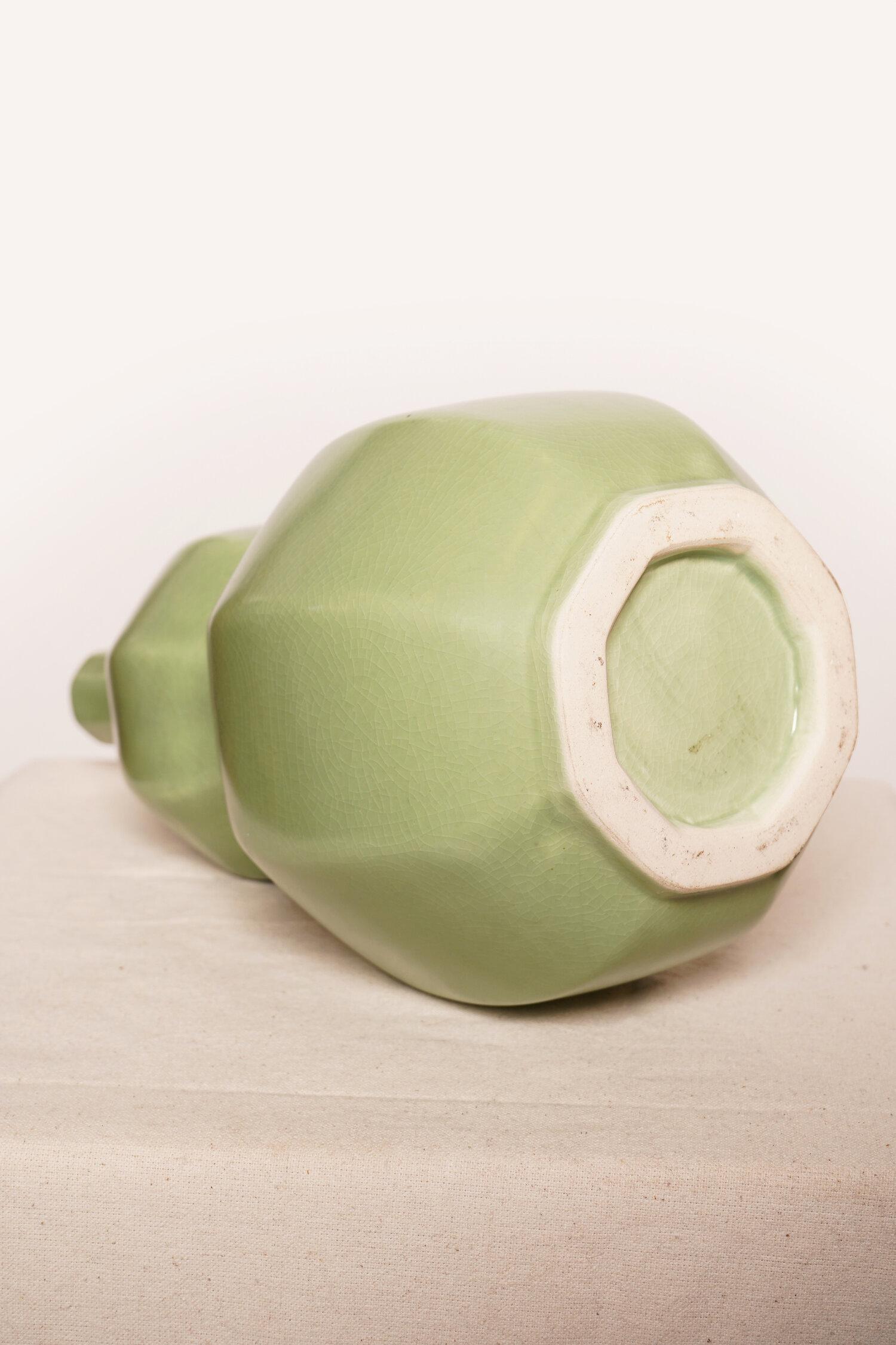 Ceramic Green Glazed Vase #1 For Sale