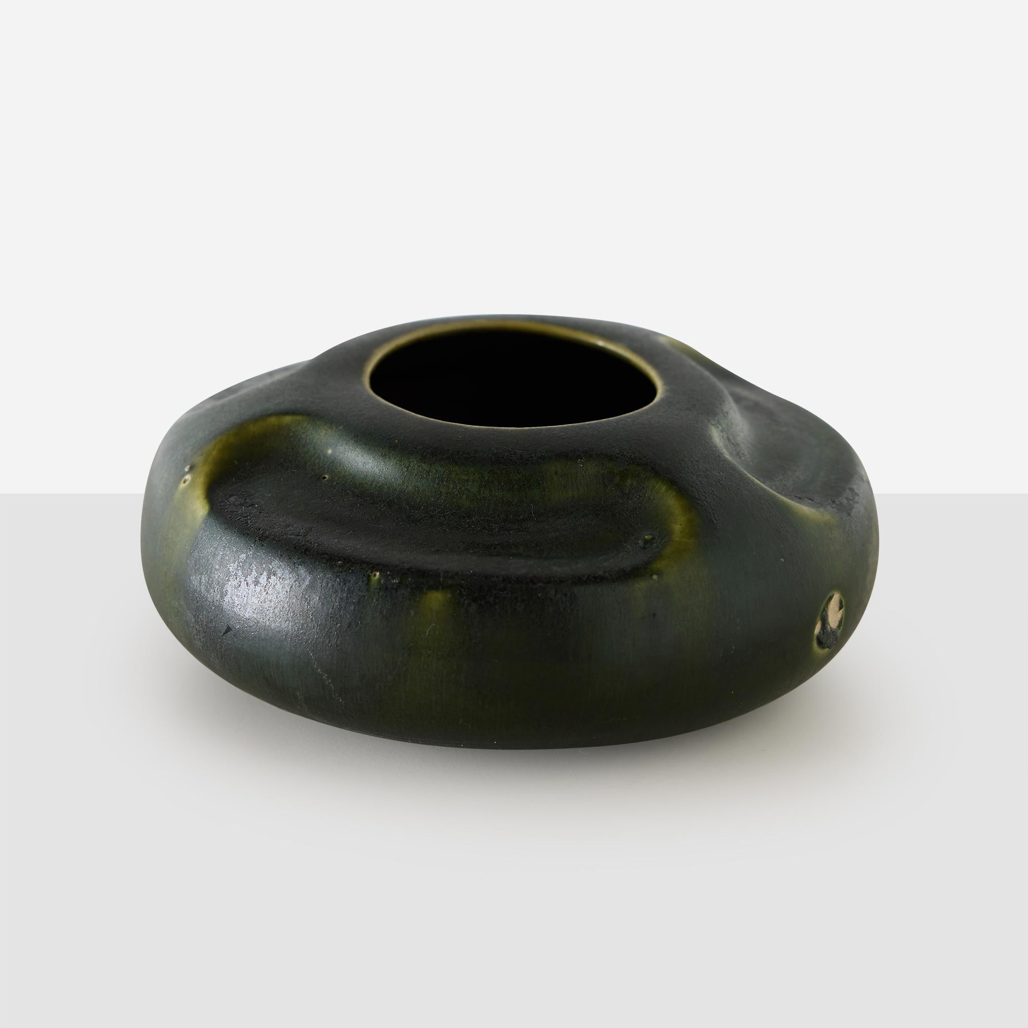 Americano Vaso smaltato verde della ceramica di Arequipa in vendita
