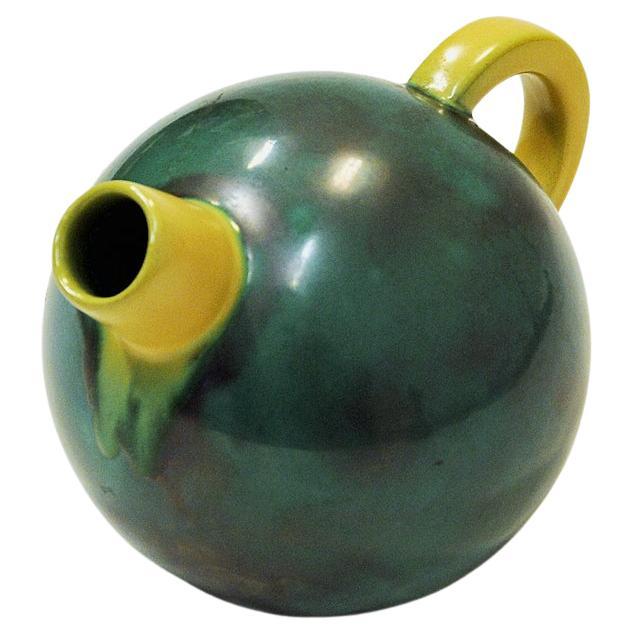 Green Glazed Vintage Ceramic Tea Pot Mod 323 by Upsala-Ekeby, 1930s For Sale