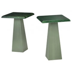 Green Goatskin and Leather Drink Tables Attributed to Aldo Turo, 1970s