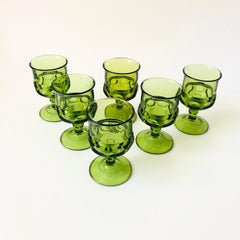 Calici verdi - Kings Crown di Indiana Glass - Set di 6 calici