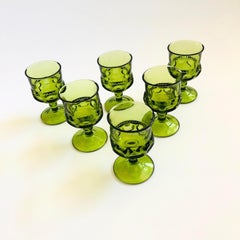 Calici verdi - Kings Crown di Indiana Glass - Set di 6 calici
