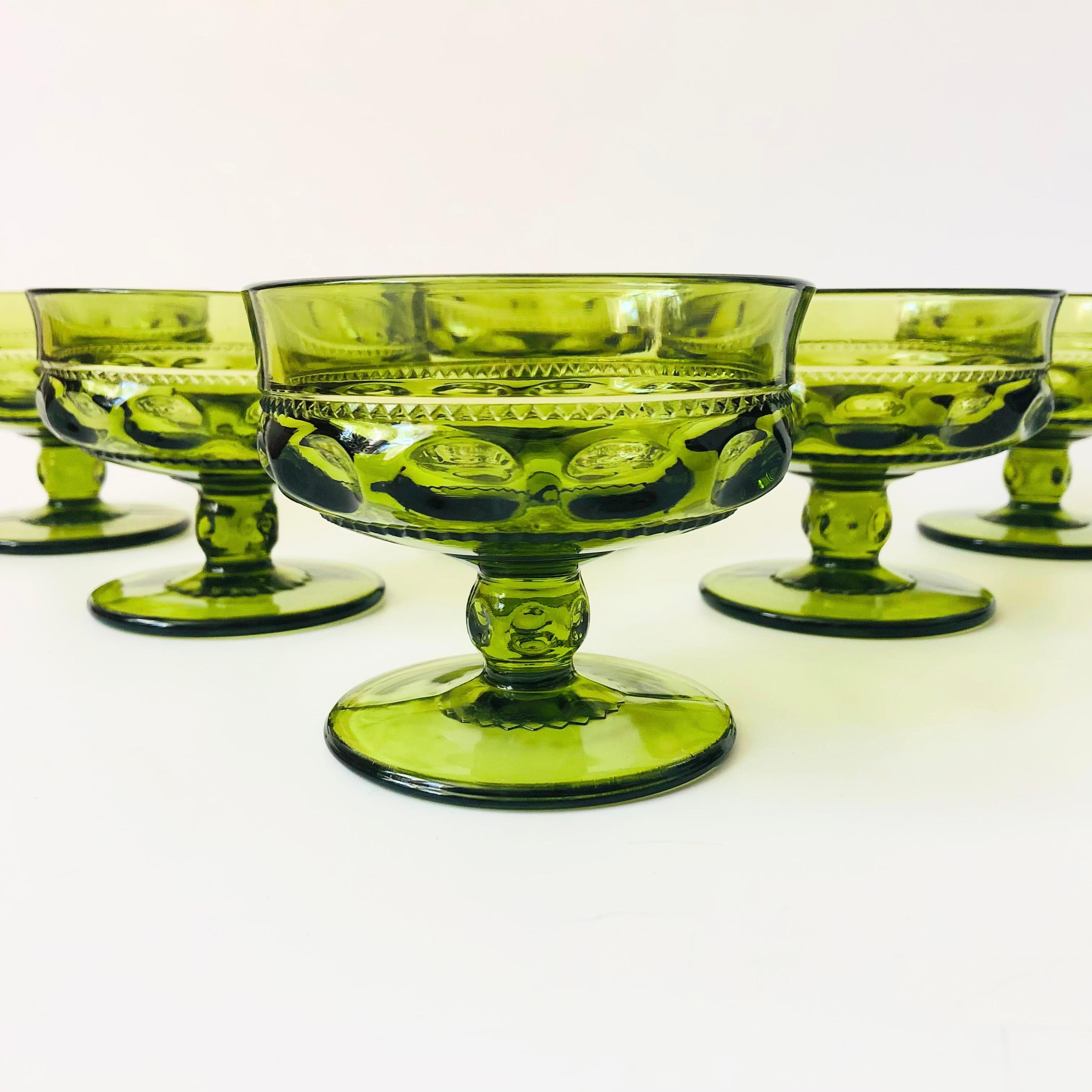 American Green Goblets - Kings Crown by Indiana Glass - Set of 6