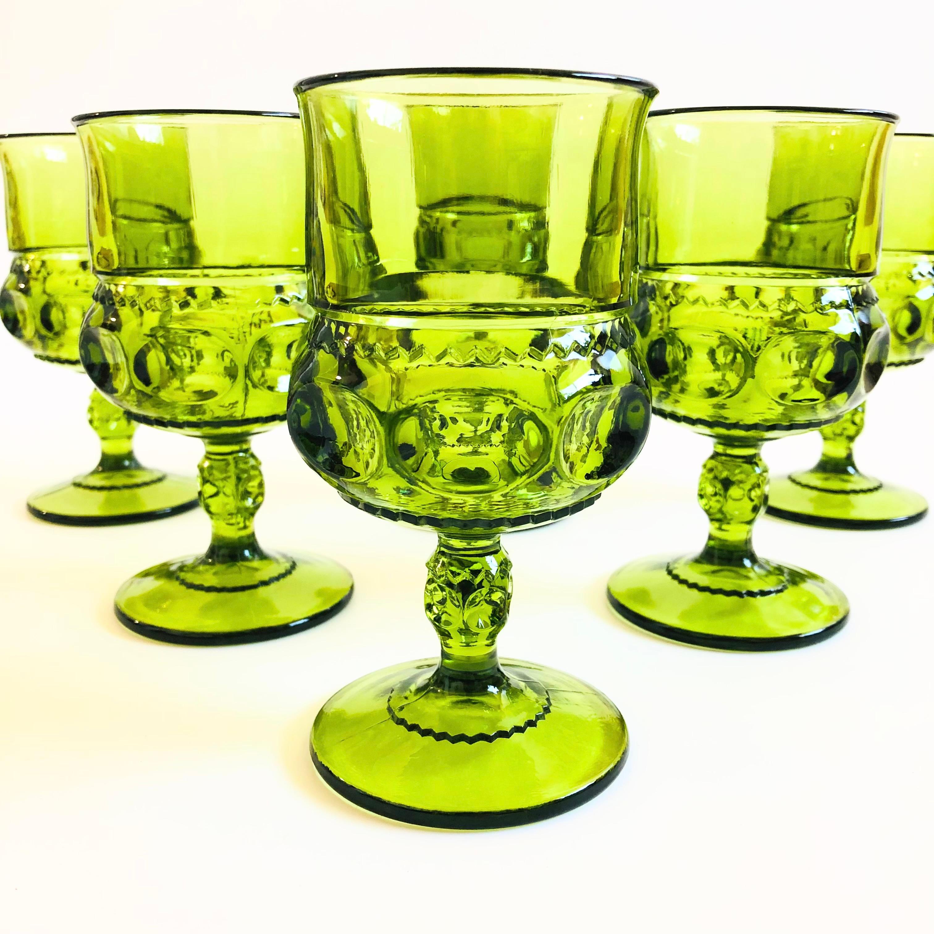 Americano Calici verdi - Kings Crown di Indiana Glass - Set di 6 calici