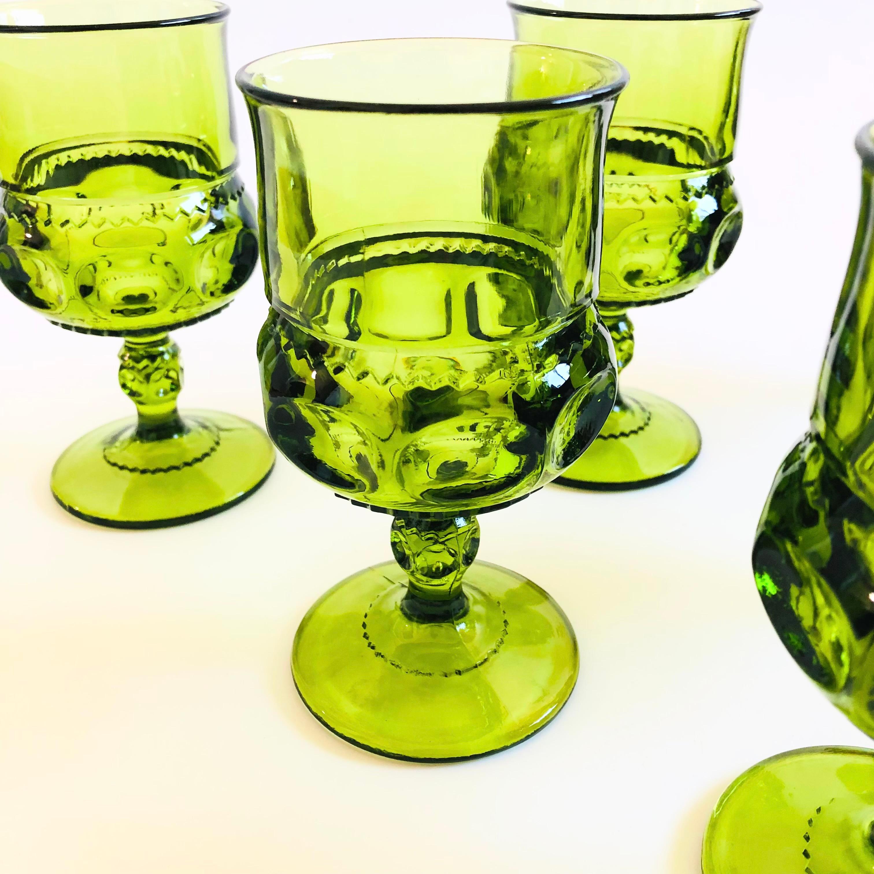 Calici verdi - Kings Crown di Indiana Glass - Set di 6 calici In condizioni buone a Fairfield, CA