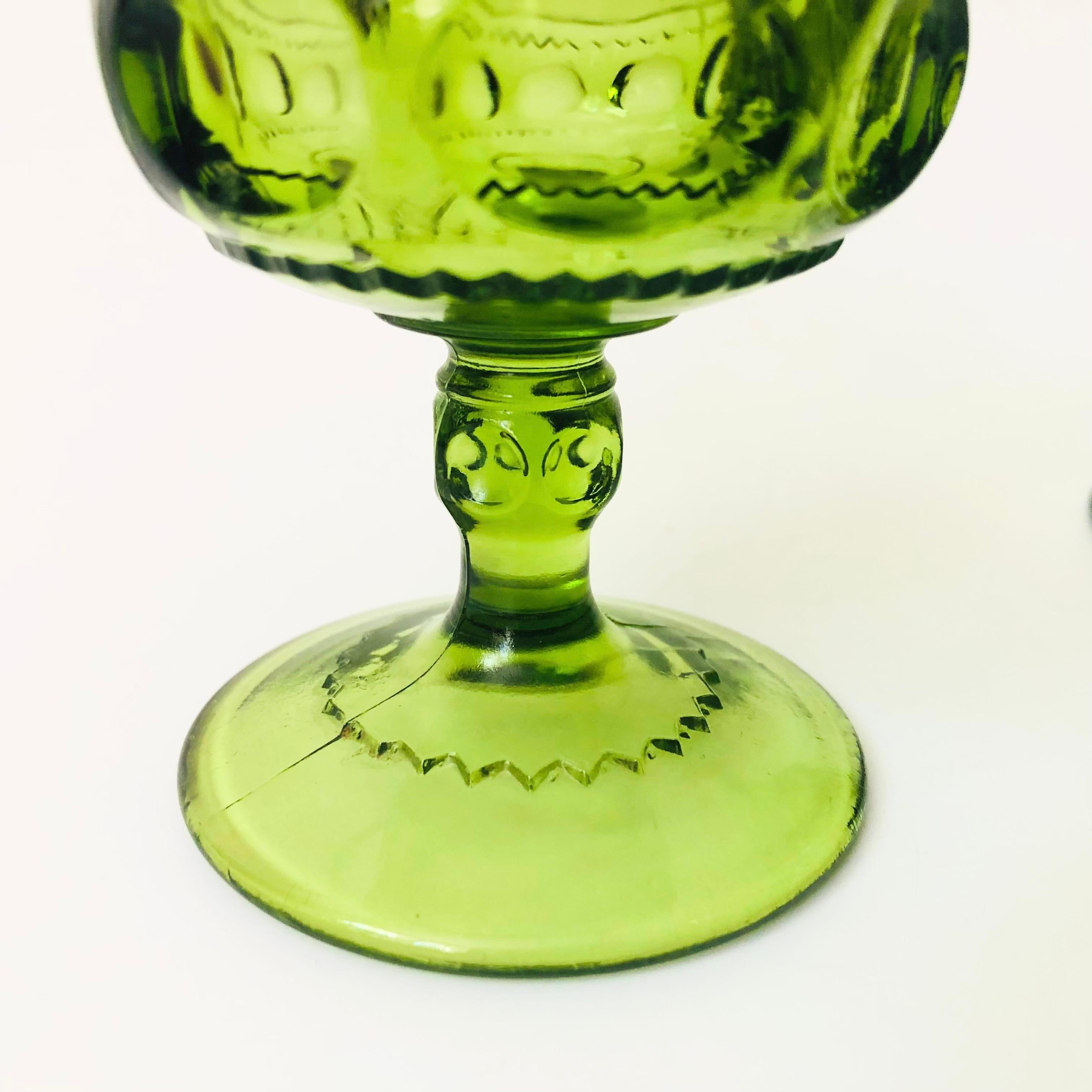 20th Century Green Goblets - Kings Crown by Indiana Glass - Set of 6