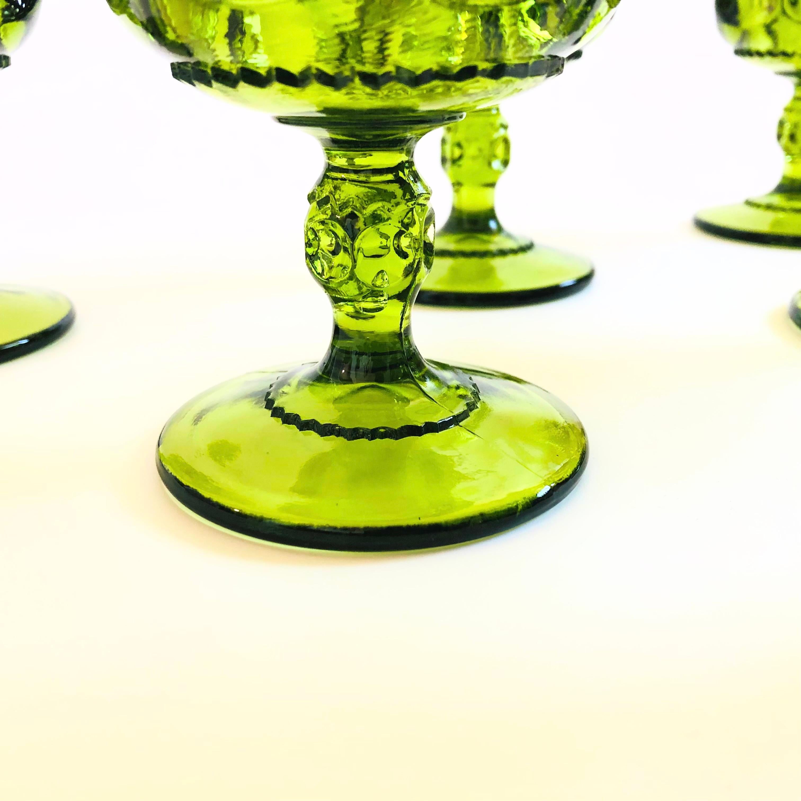 XX secolo Calici verdi - Kings Crown di Indiana Glass - Set di 6 calici