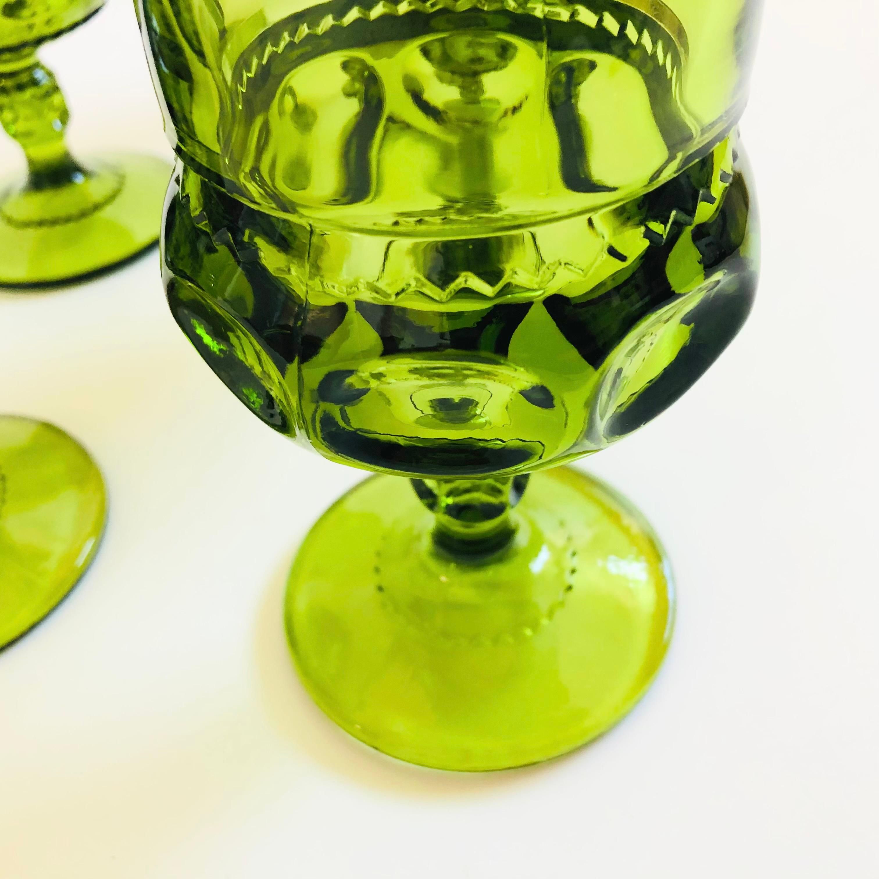 Vetro Calici verdi - Kings Crown di Indiana Glass - Set di 6 calici