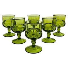 Gobelets verts Kings Crown par Indiana Glass - Lot de 6