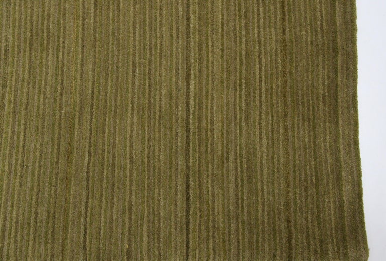 Green Gold And Beige Stripe Wool Area Rug For Sale At 1stdibs