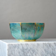 Green & Gold Art Deco Lustre Bowl by Josef Ekberg for Gustavsberg, Sweden, 1920s