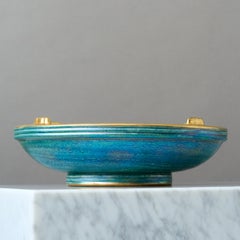 Green & Gold Art Deco Lustre Bowl by Josef Ekberg for Gustavsberg, Sweden, 1920s