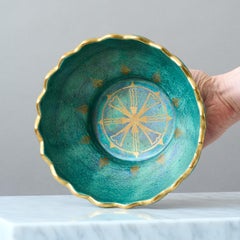 Green & Gold Art Deco Lustre Bowl by Josef Ekberg for Gustavsberg, Sweden, 1920s