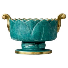 Bol en or vert Art Déco de Josef Ekberg pour Gustavsberg, Suède, années 1920