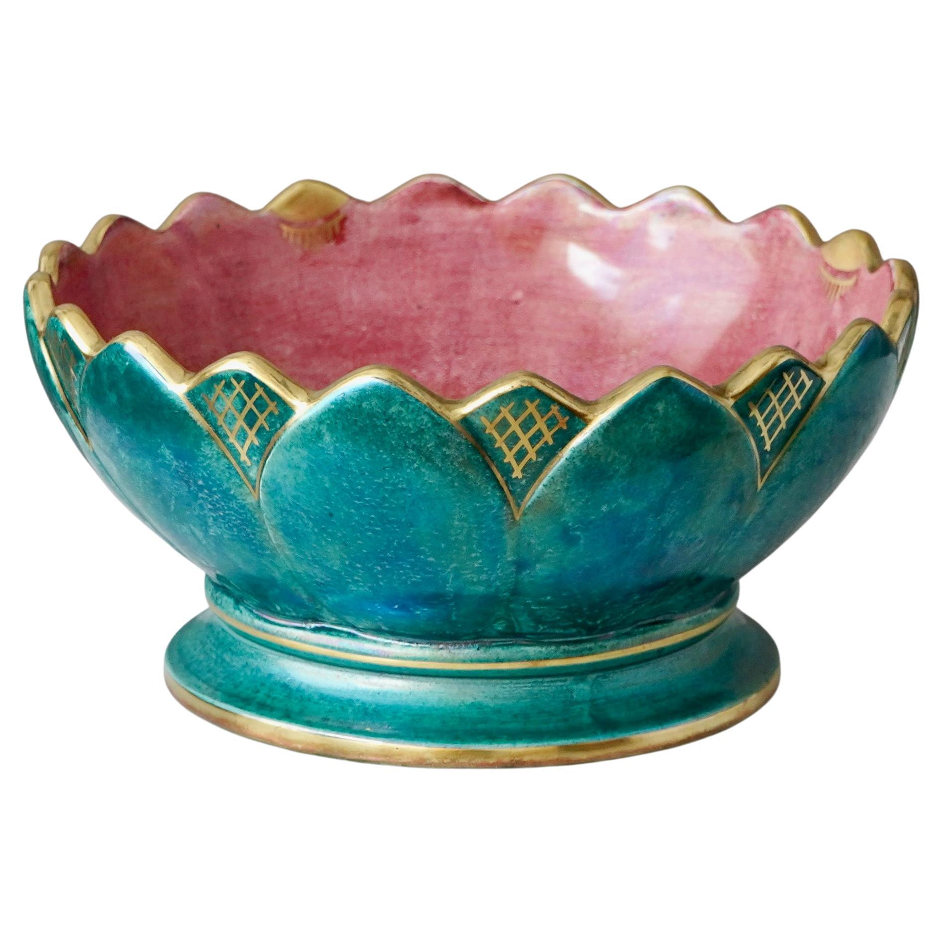 Bol en or vert Art Déco de Josef Ekberg pour Gustavsberg, Suède, années 1920