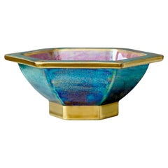 Bol Lustre Art Déco vert et or de Josef Ekberg pour Gustavsberg, Suède, années 1920