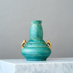 Grün-goldene Art-Déco-Lüster-Vase von Josef Ekberg für Gustavsberg, Schweden, 1920er Jahre
