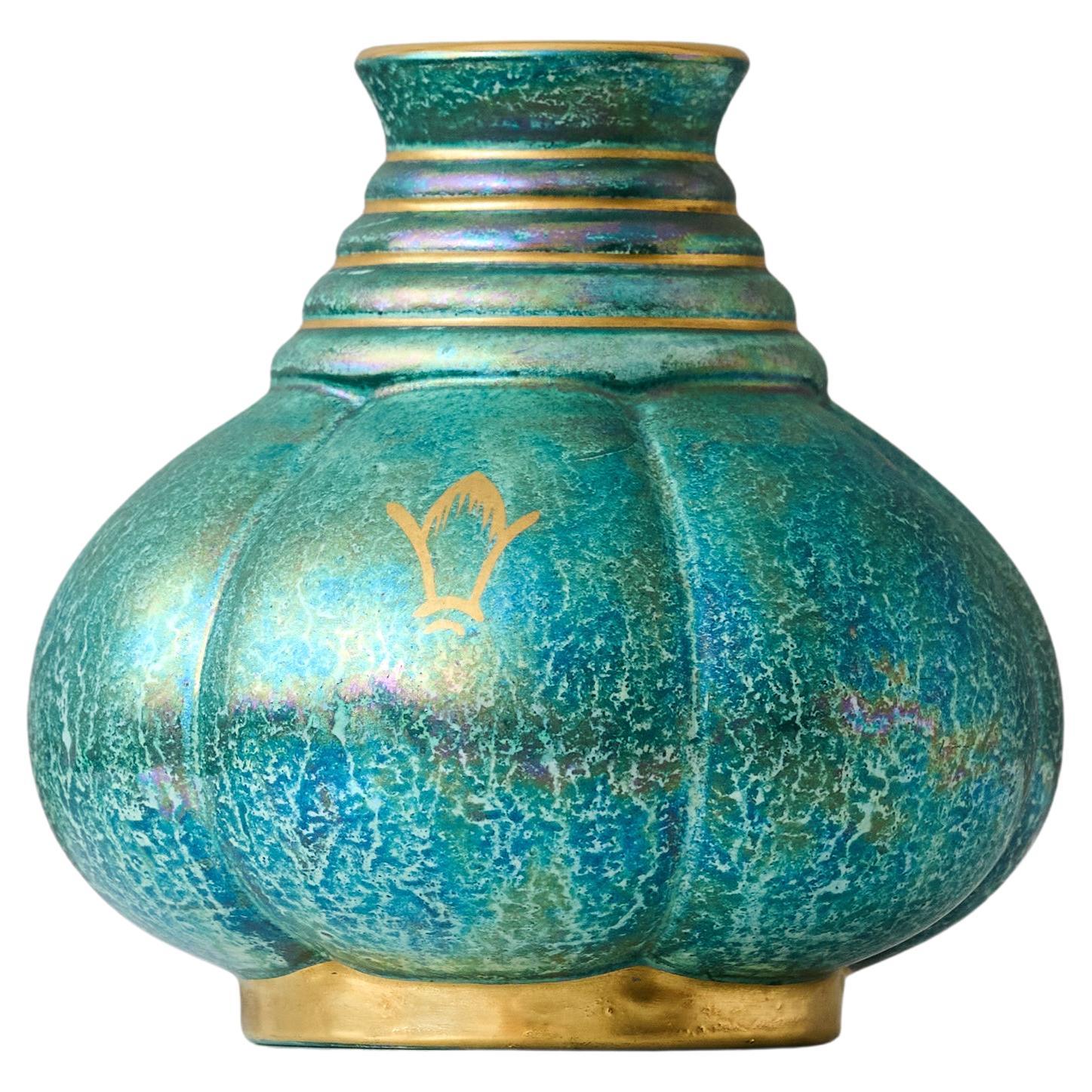 Green
Gold Art Deco Lustre Vase by Josef Ekberg for Gustavsberg, Sweden, 1920s