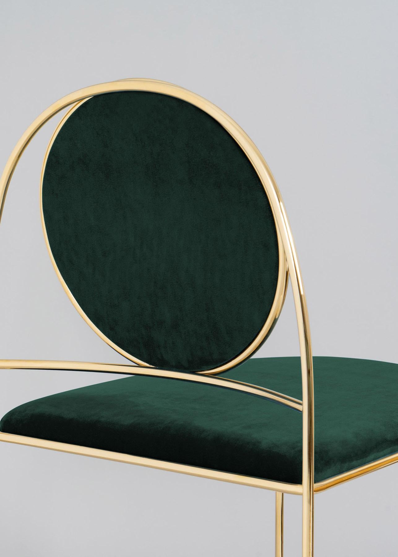 Postmoderno Sedia Ducale BZ in oro verde di Enrico Girotti ENRICO in vendita