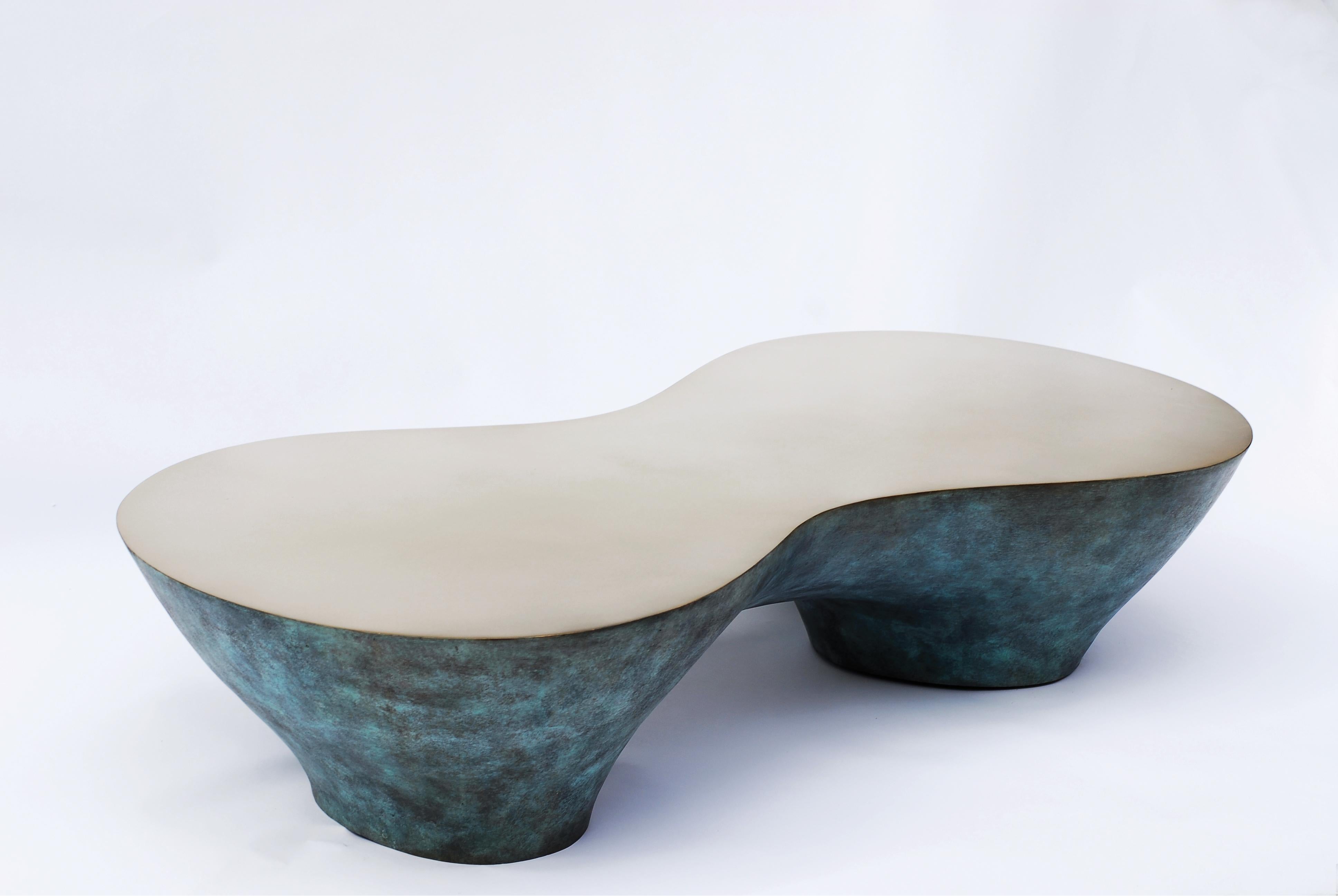 Post-Modern Green Gold Tombos Coffee Table, Signed by Stefan Leo For Sale