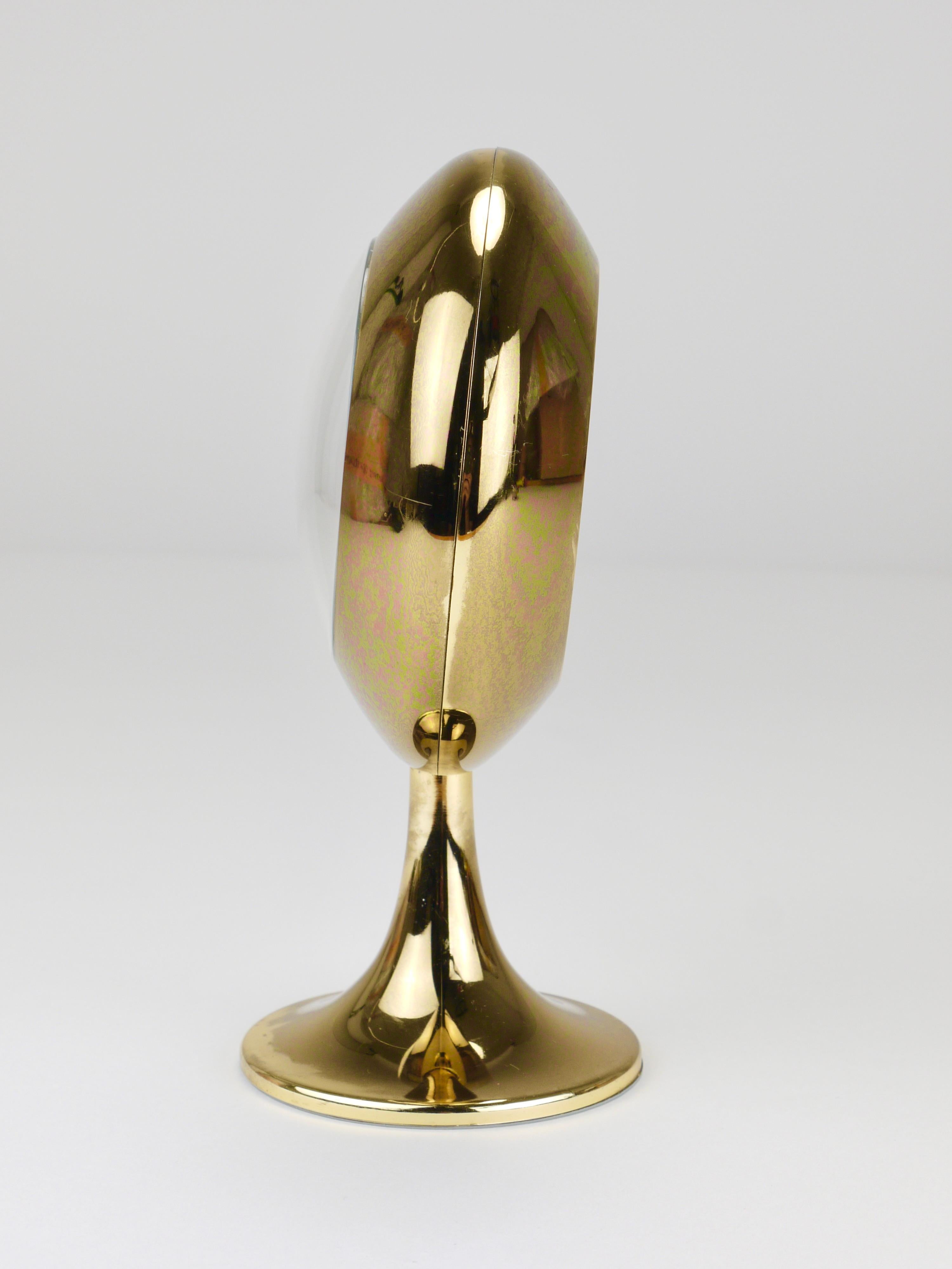 Green & Golden Table Desk Alarm Clock with Tulip Base by Europa, Germany, 1970s For Sale 5