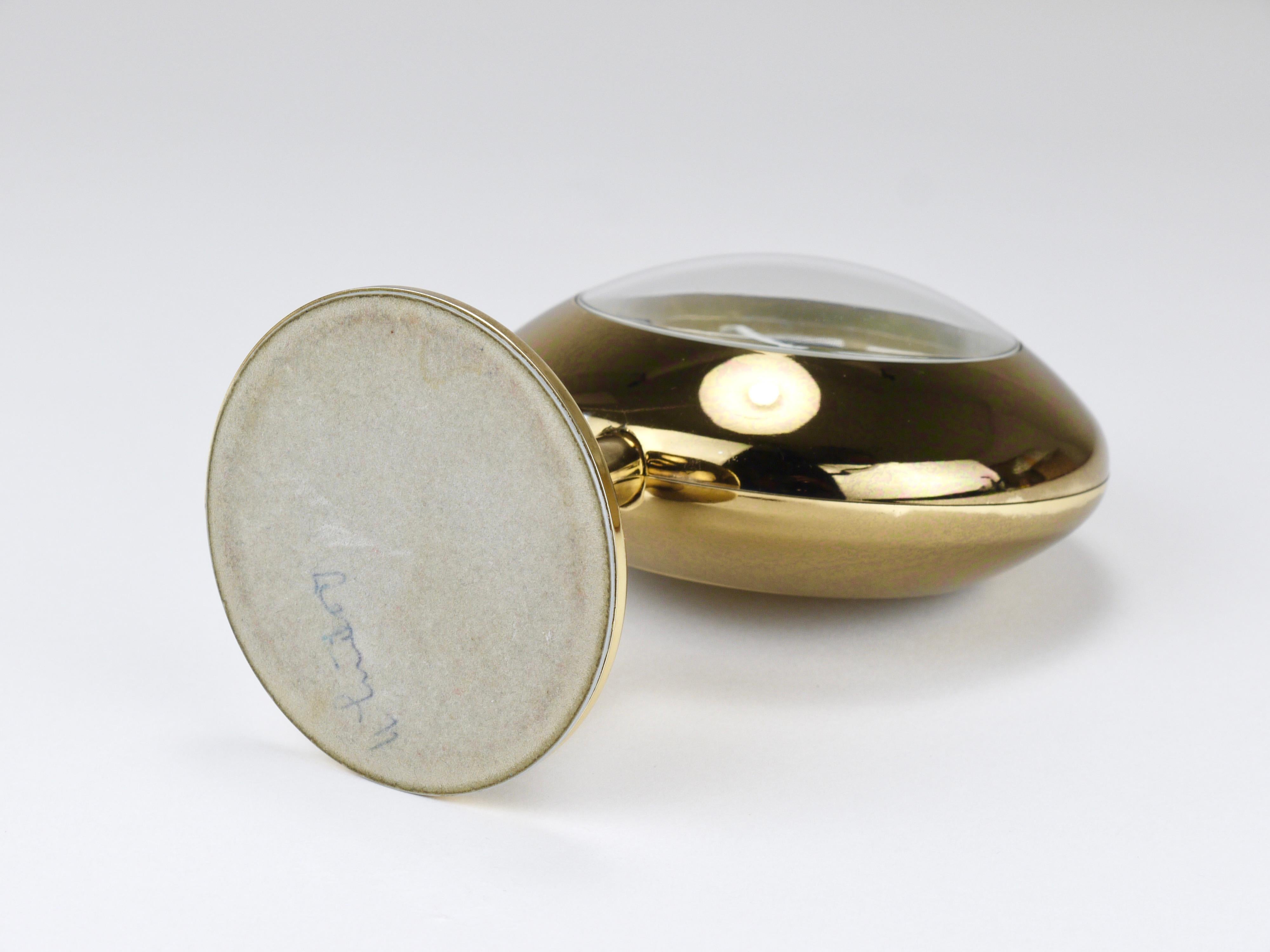 Green & Golden Table Desk Alarm Clock with Tulip Base by Europa, Germany, 1970s For Sale 10