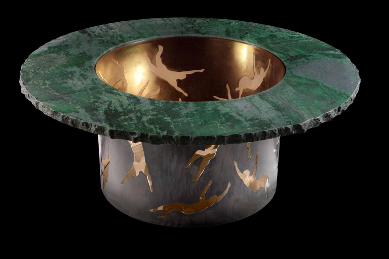 Green Granite Wishing Well Cocktail Table In New Condition For Sale In Wilton, CT
