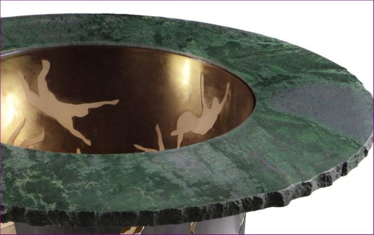 Green Granite Wishing Well Cocktail Table For Sale 1