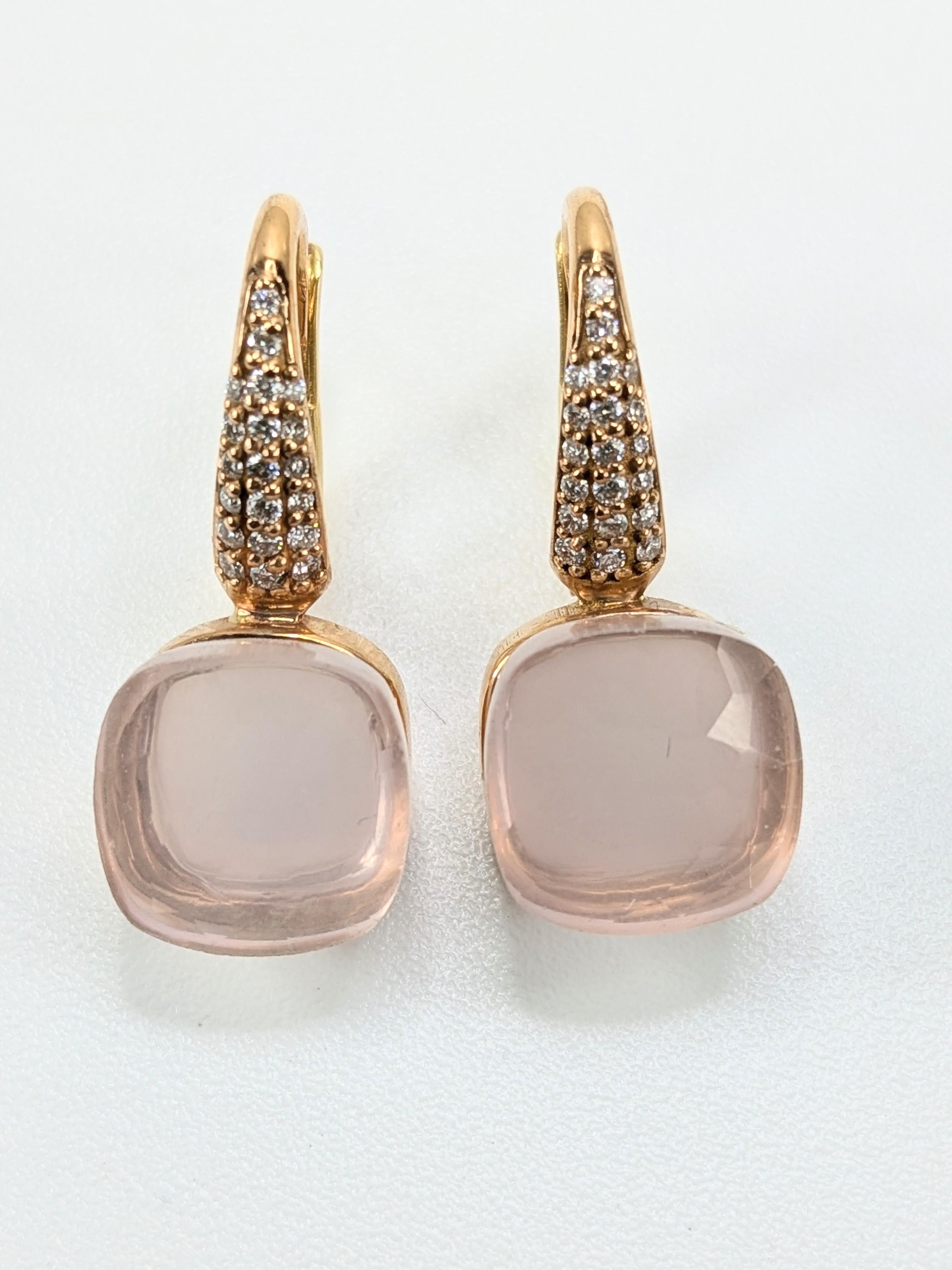 Green Grass Quartz 18k Gold Dangle Earrings with Pave of Diamonds For Sale 4