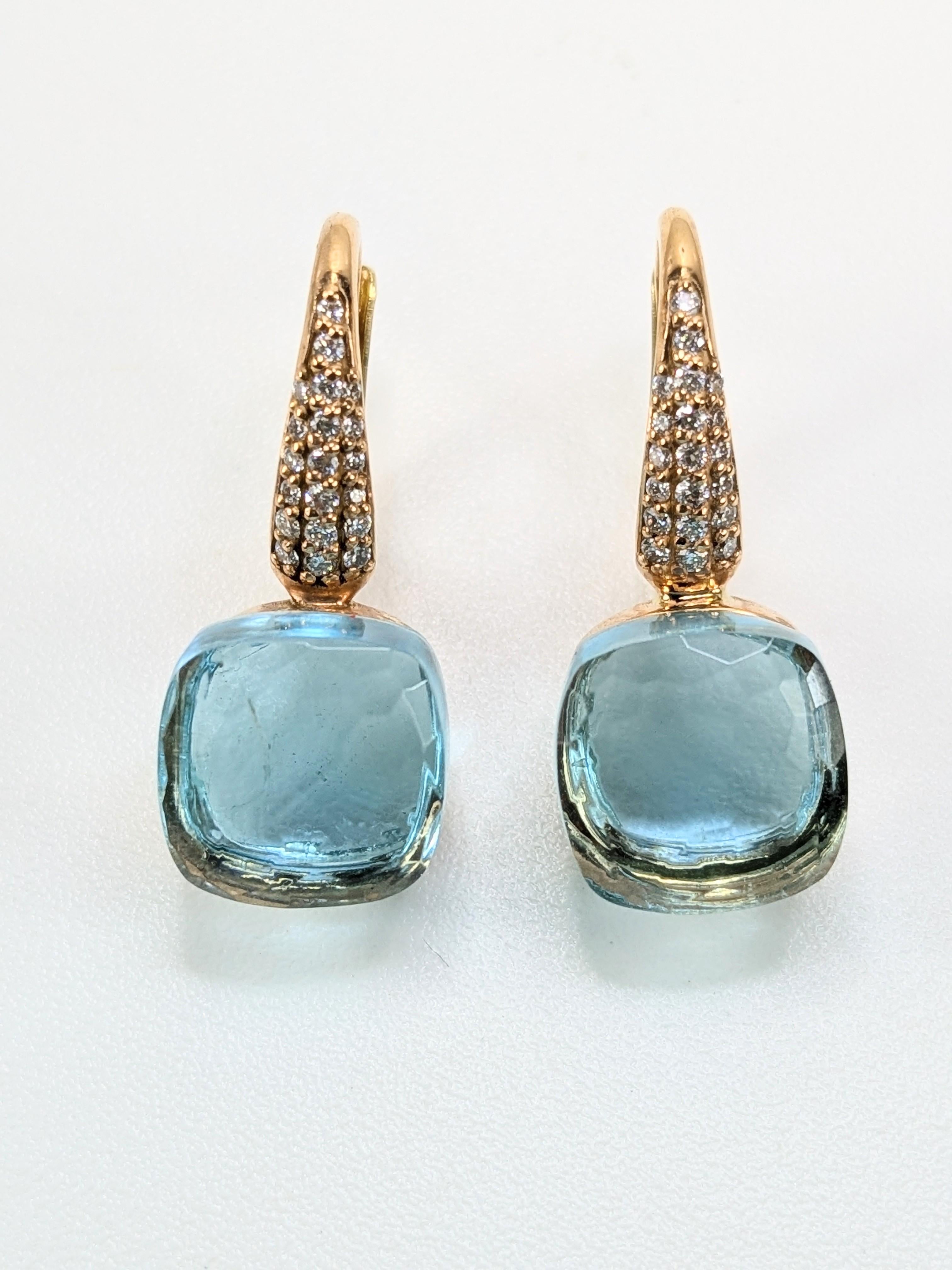 Green Grass Quartz 18k Gold Dangle Earrings with Pave of Diamonds For Sale 5