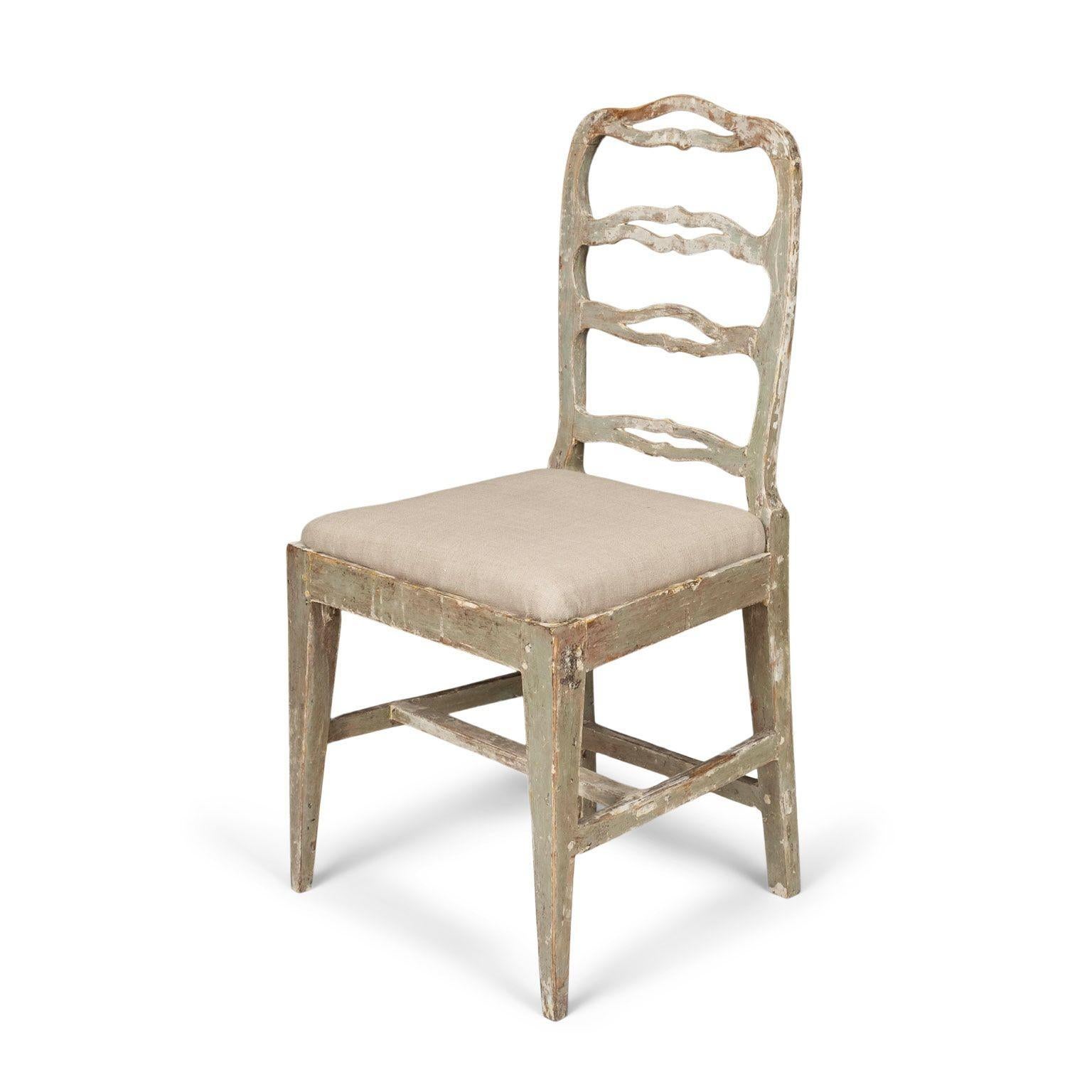 Green-Gray Painted Swedish Side Chair 5