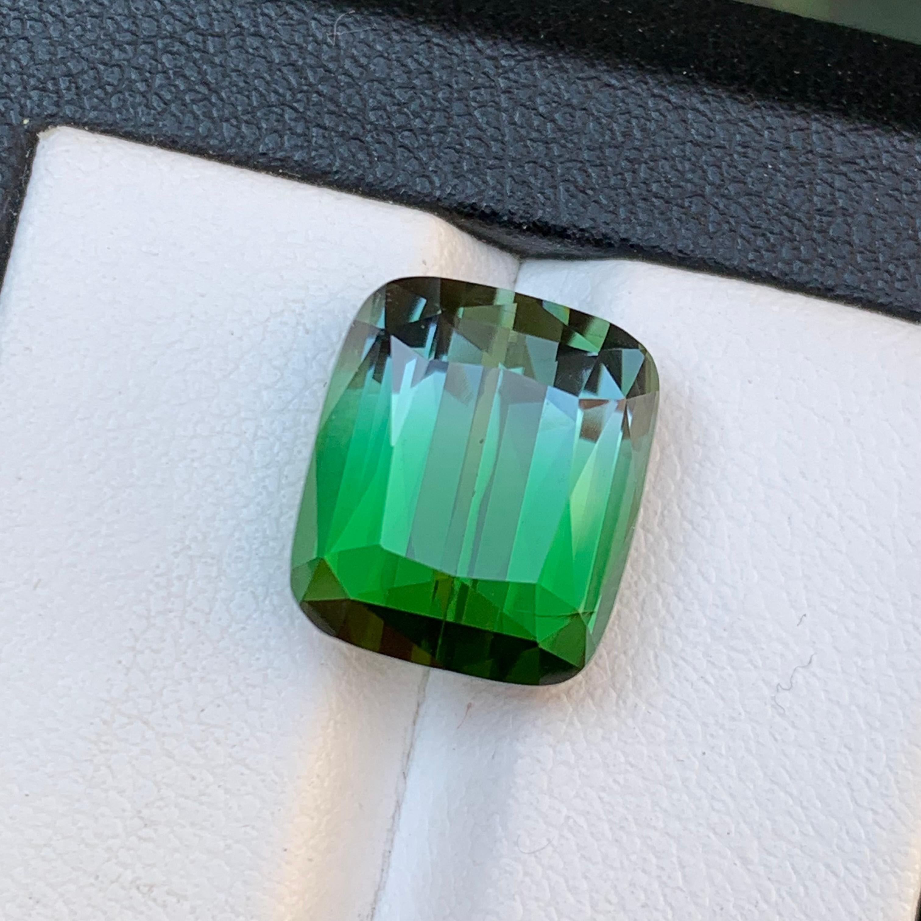 Bague en tourmaline naturelle bicolore de deux tons vert et gris 11,60 carats en vente 1