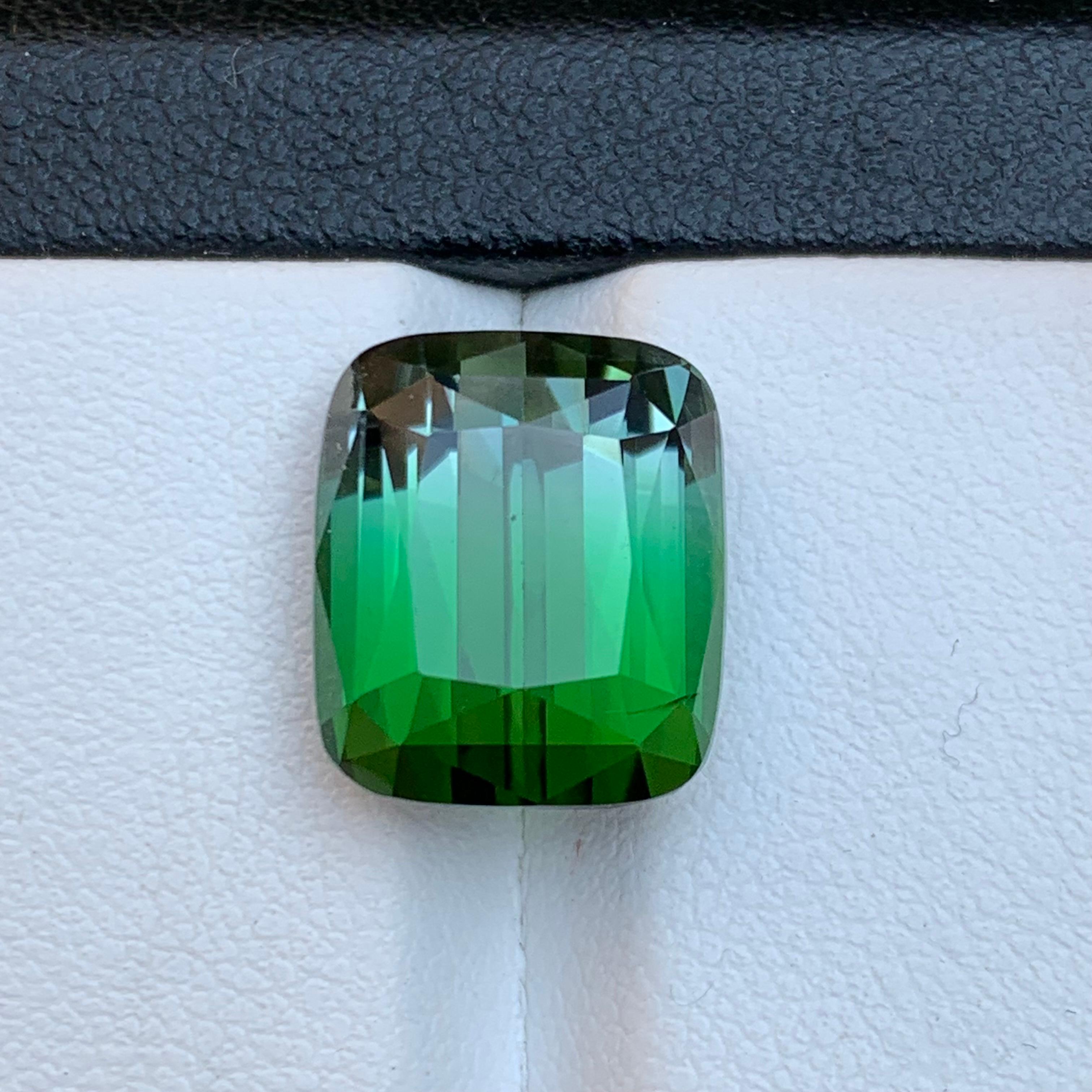 Bague en tourmaline naturelle bicolore de deux tons vert et gris 11,60 carats en vente 3