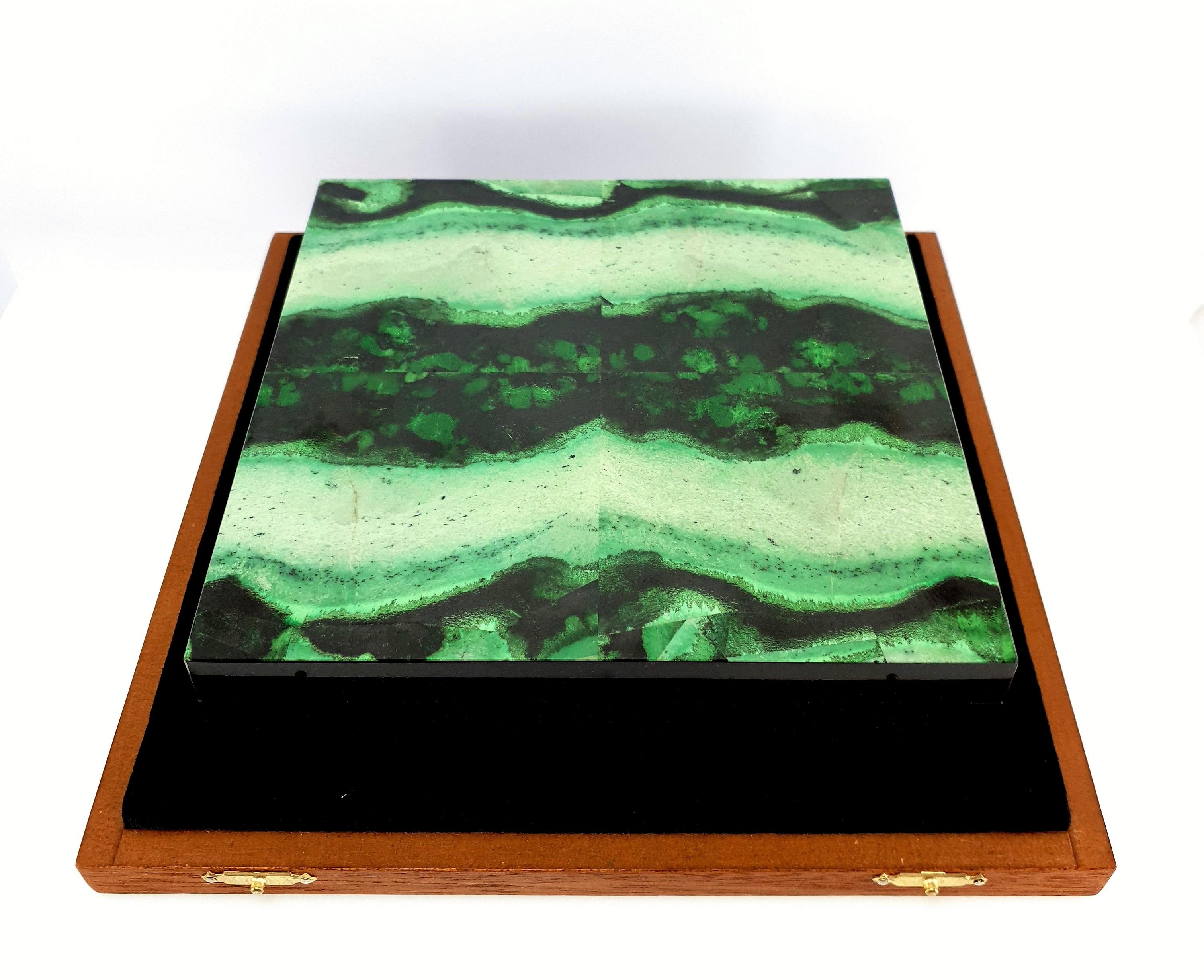 green and black gemstone