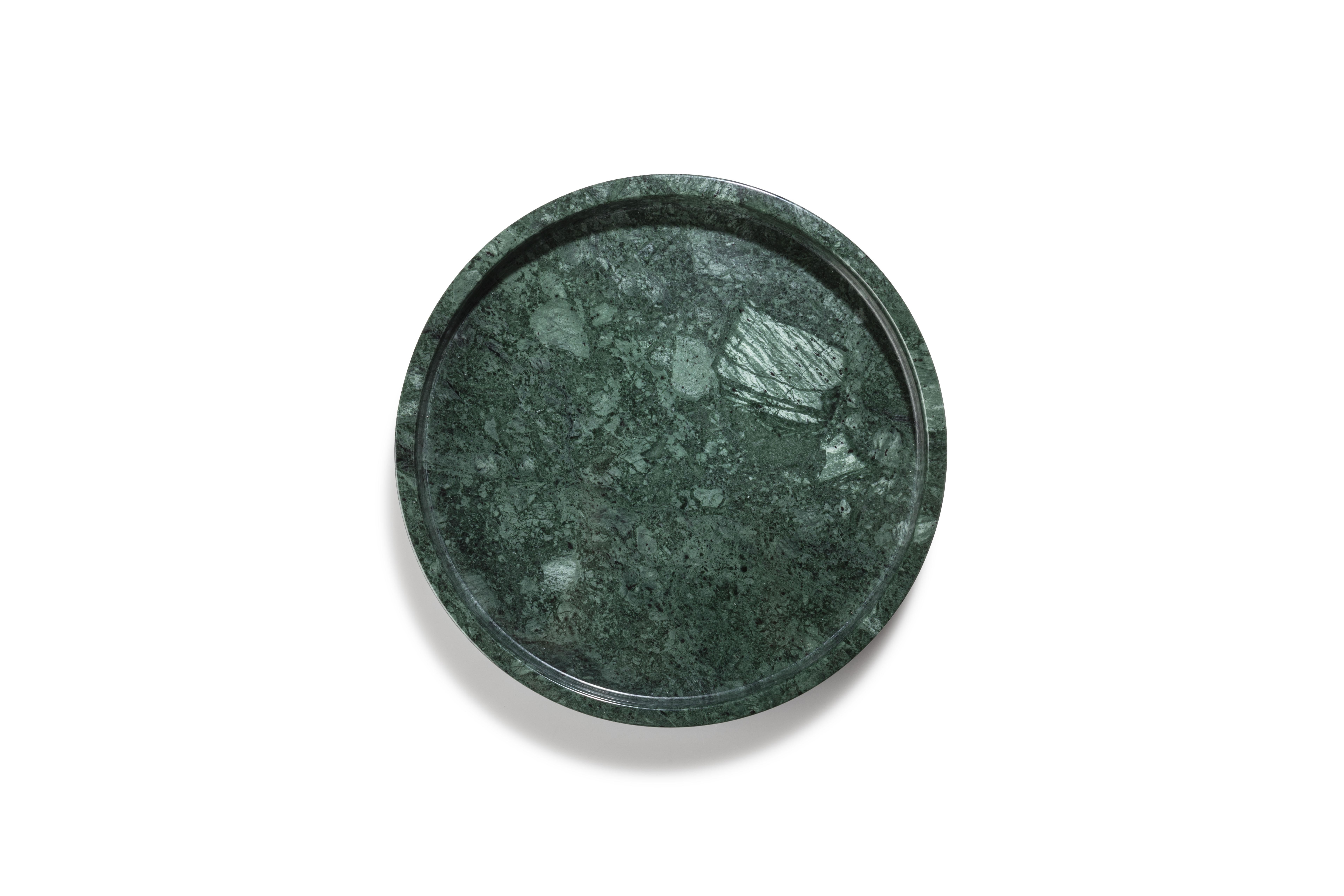 Bandeja redonda de mármol verde de Guatemala Europeo en venta