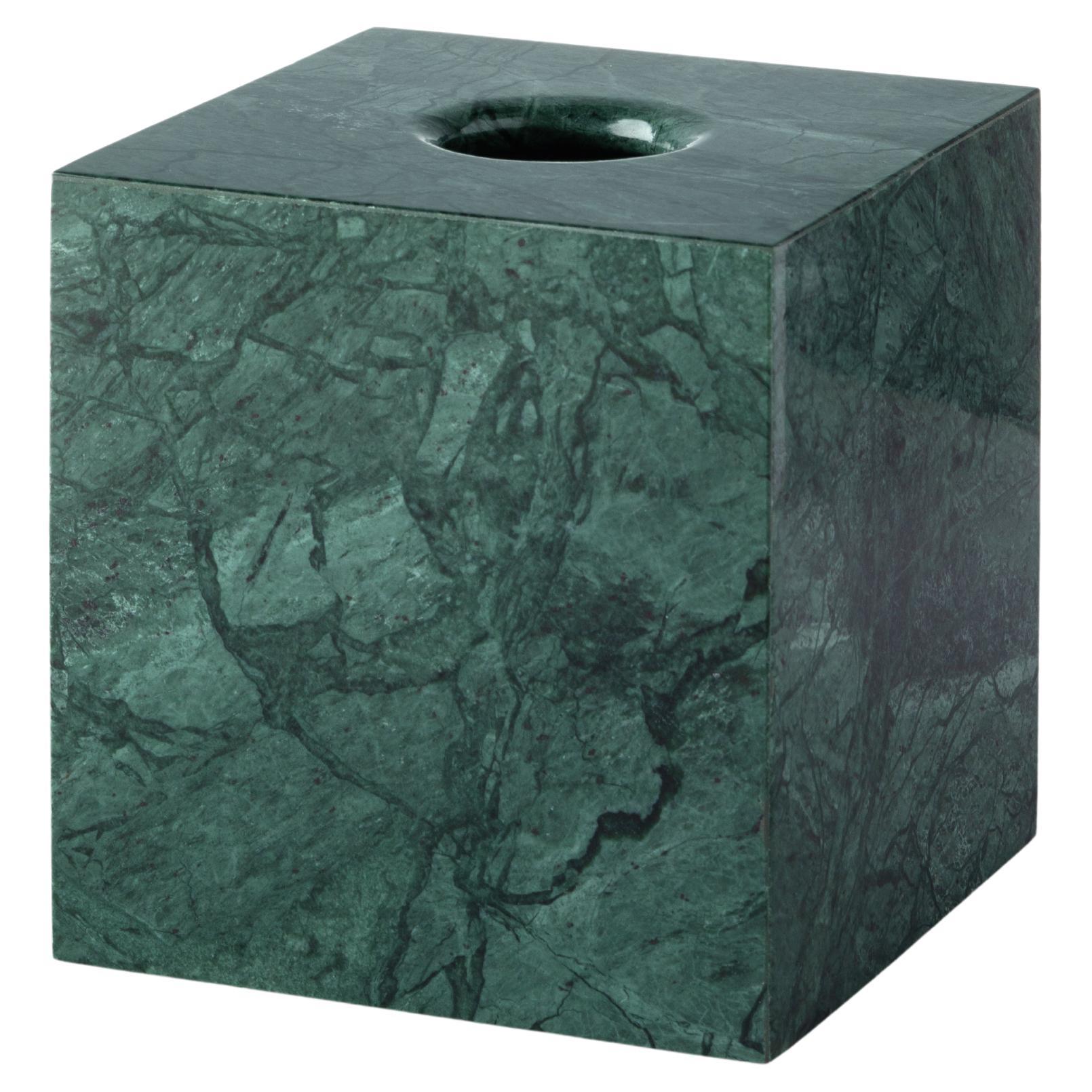 Caja de pañuelos cuadrada de mármol verde de Guatemala en venta