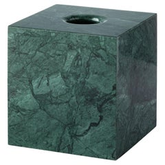 Caja de pañuelos cuadrada de mármol verde de Guatemala
