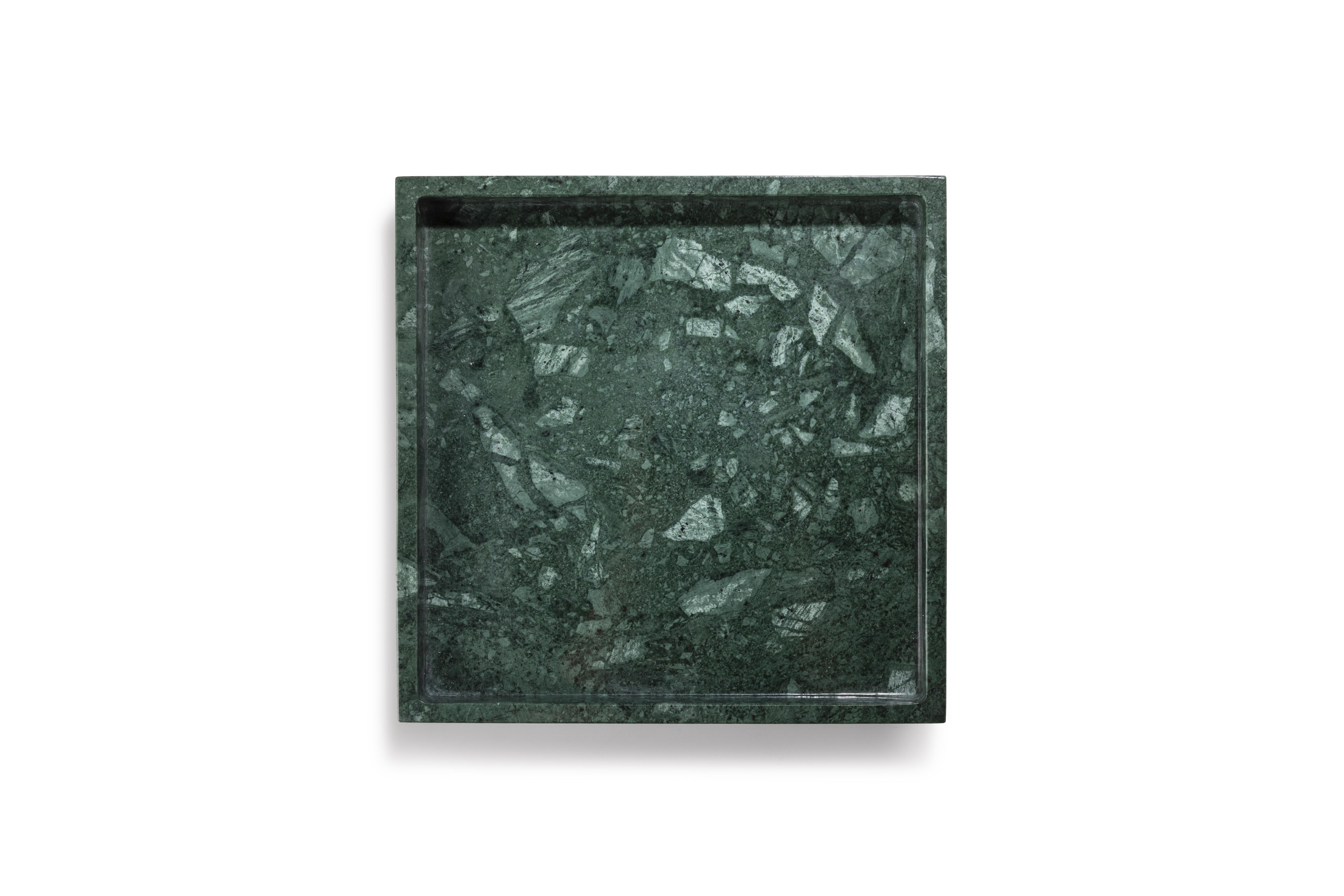 Bandeja cuadrada de mármol verde de Guatemala Europeo en venta