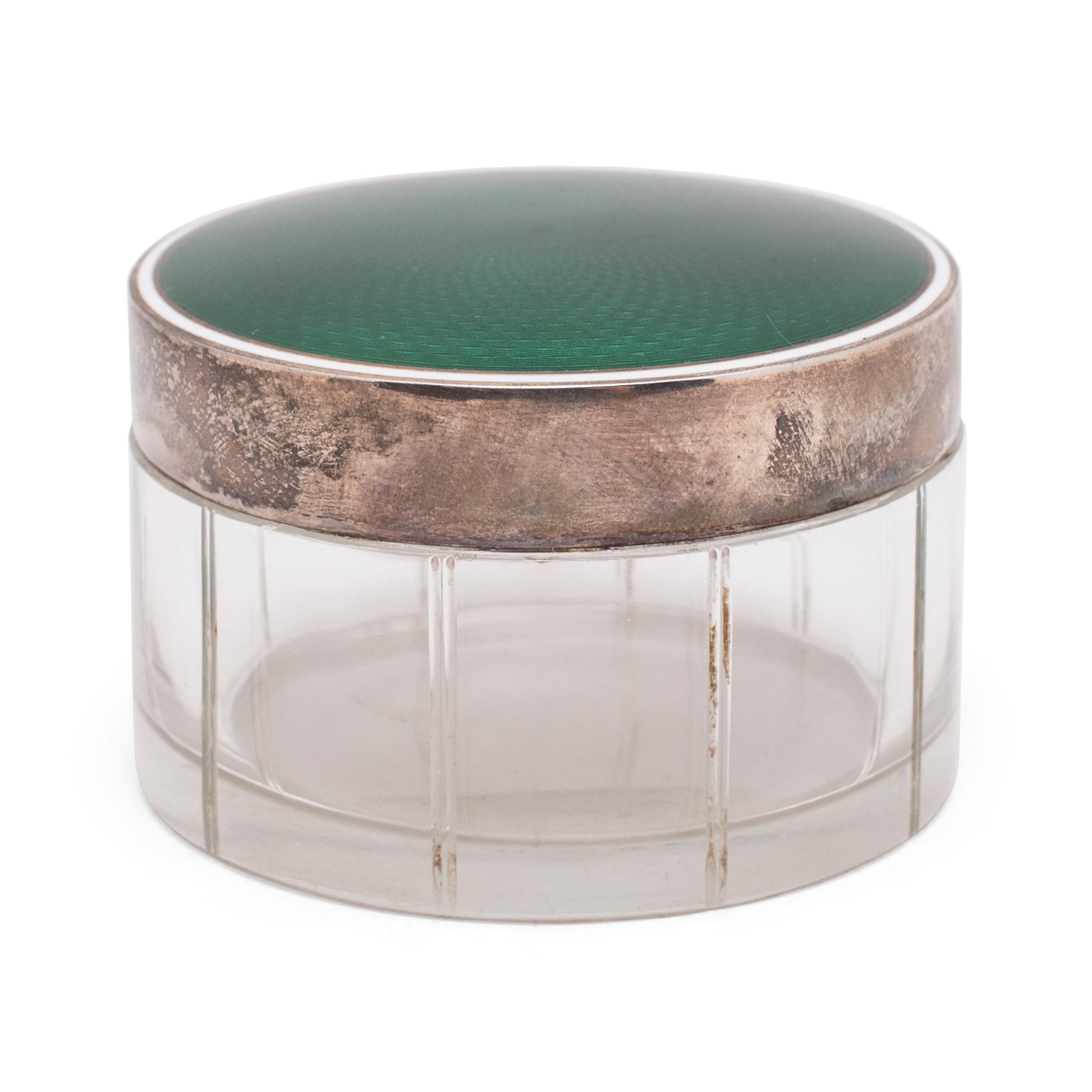 Green Guilloche Enamel Vanity Set, circa 1930 1