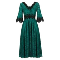 Green Guipure Lace Midi Dress