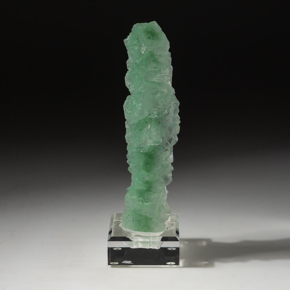 from Mount Gunson Area, South Australia, Australia

 

The rich translucent green cubic halite crystals in an inter grown 360 formation over selenite crystals. Acrylic display included with purchase. 

358.4 grams, 1.5 x 1.5 x 7.5 inches