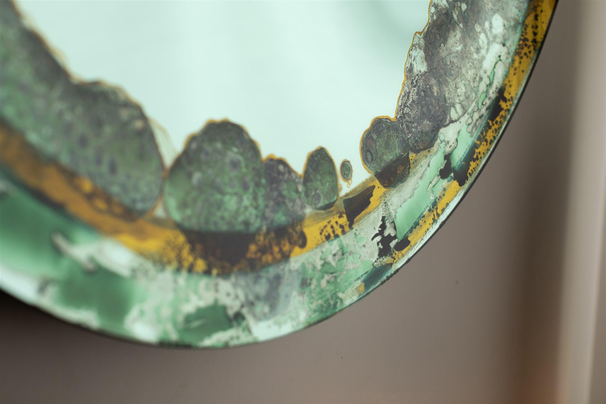 Miroir mural Halo vert par OOM Contemporary Glass en vente 2