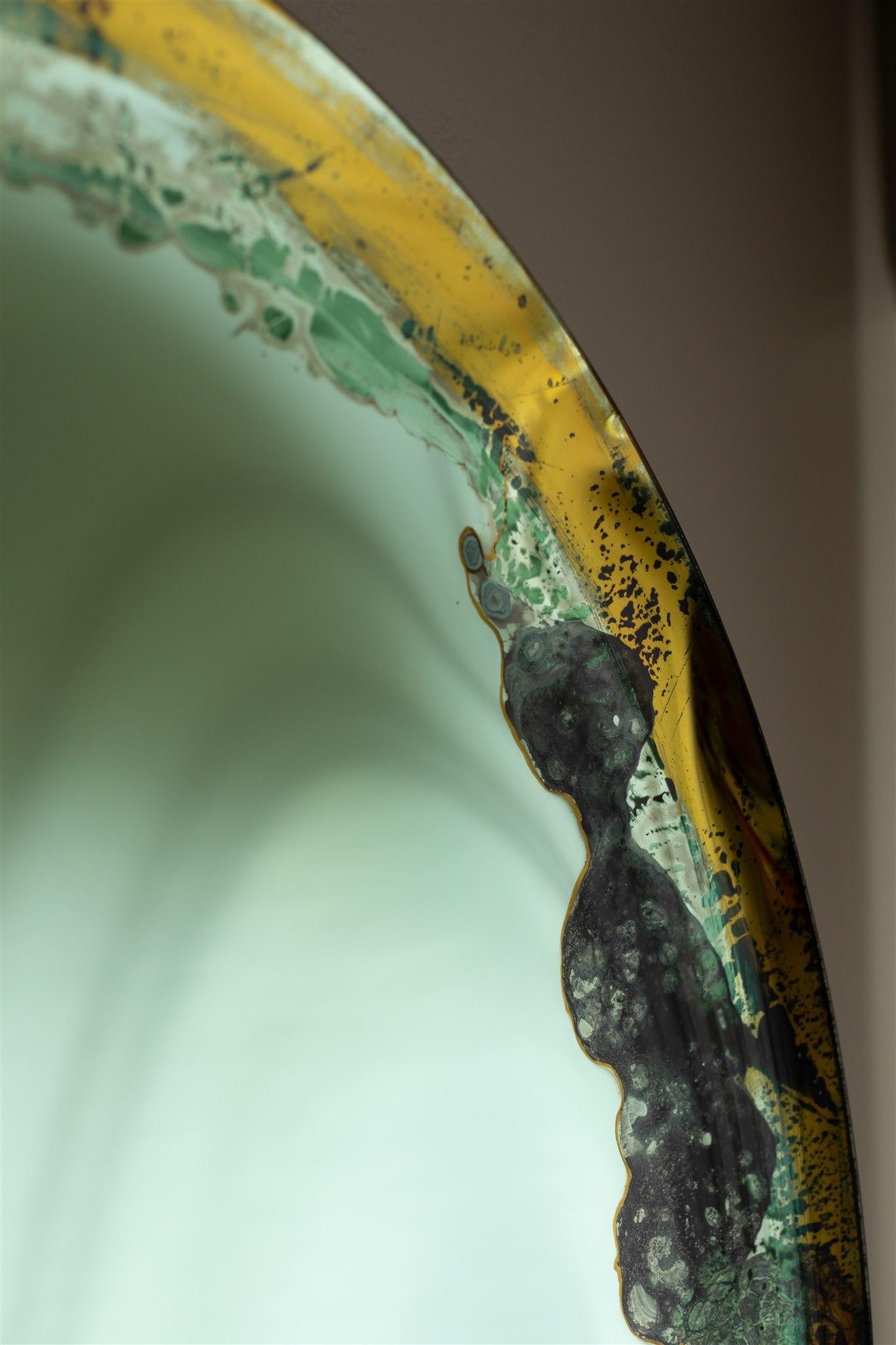 Miroir mural Halo vert par OOM Contemporary Glass en vente 3