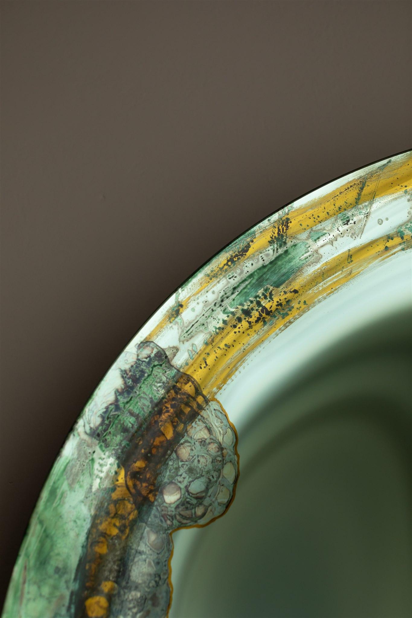 Miroir mural Halo vert par OOM Contemporary Glass en vente 4