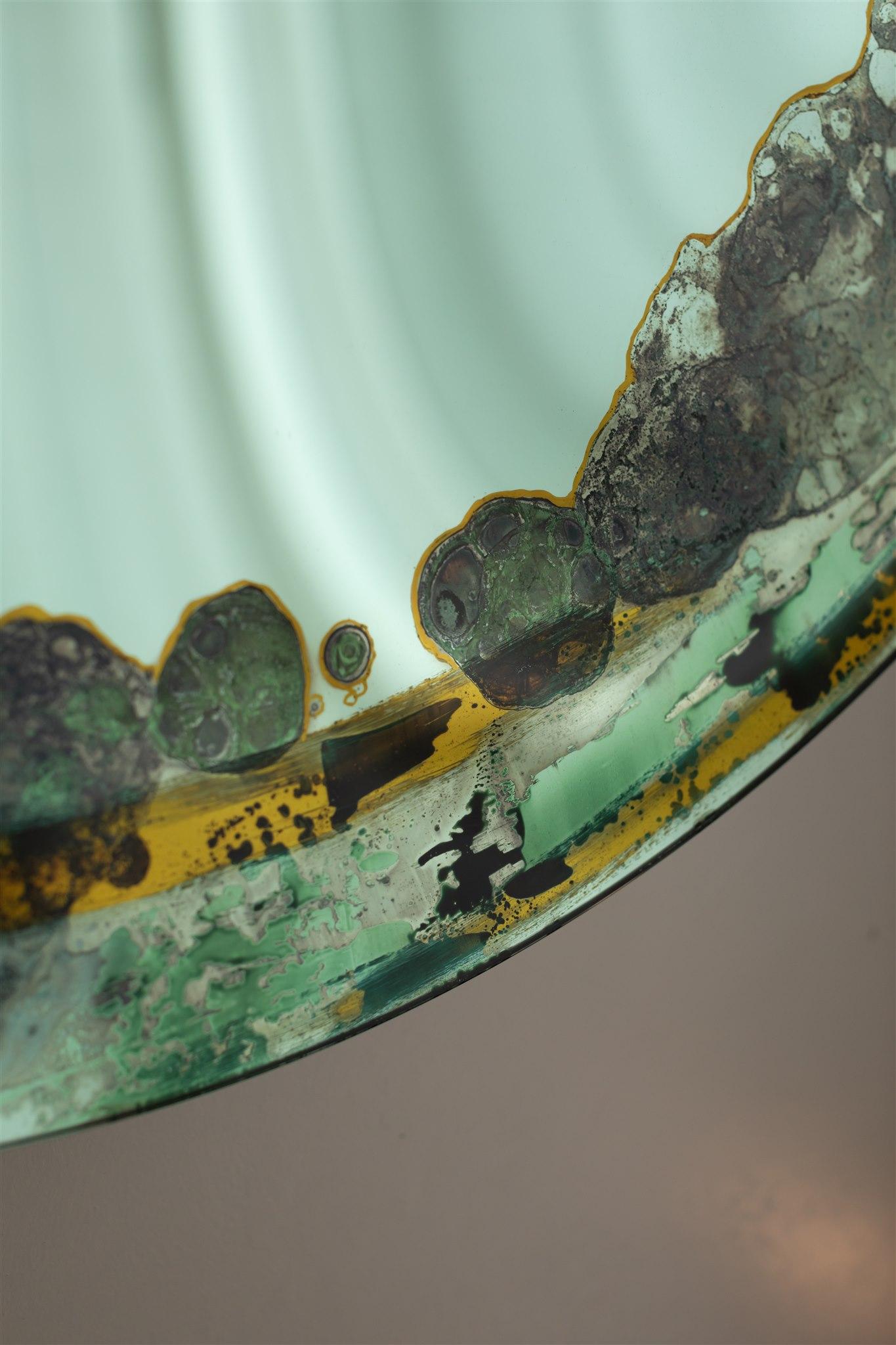 Miroir mural Halo vert par OOM Contemporary Glass en vente 5