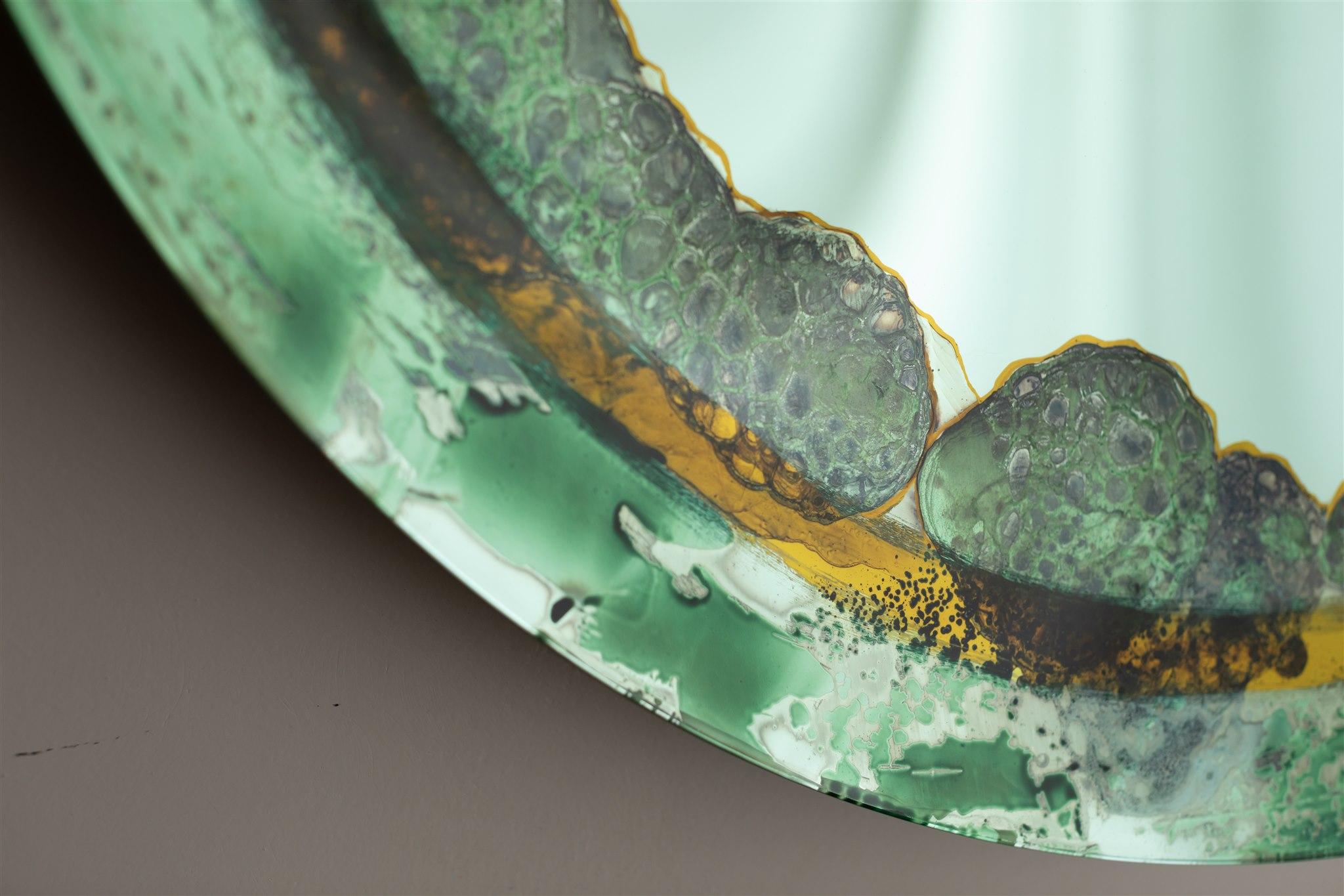 Miroir mural Halo vert par OOM Contemporary Glass en vente 10