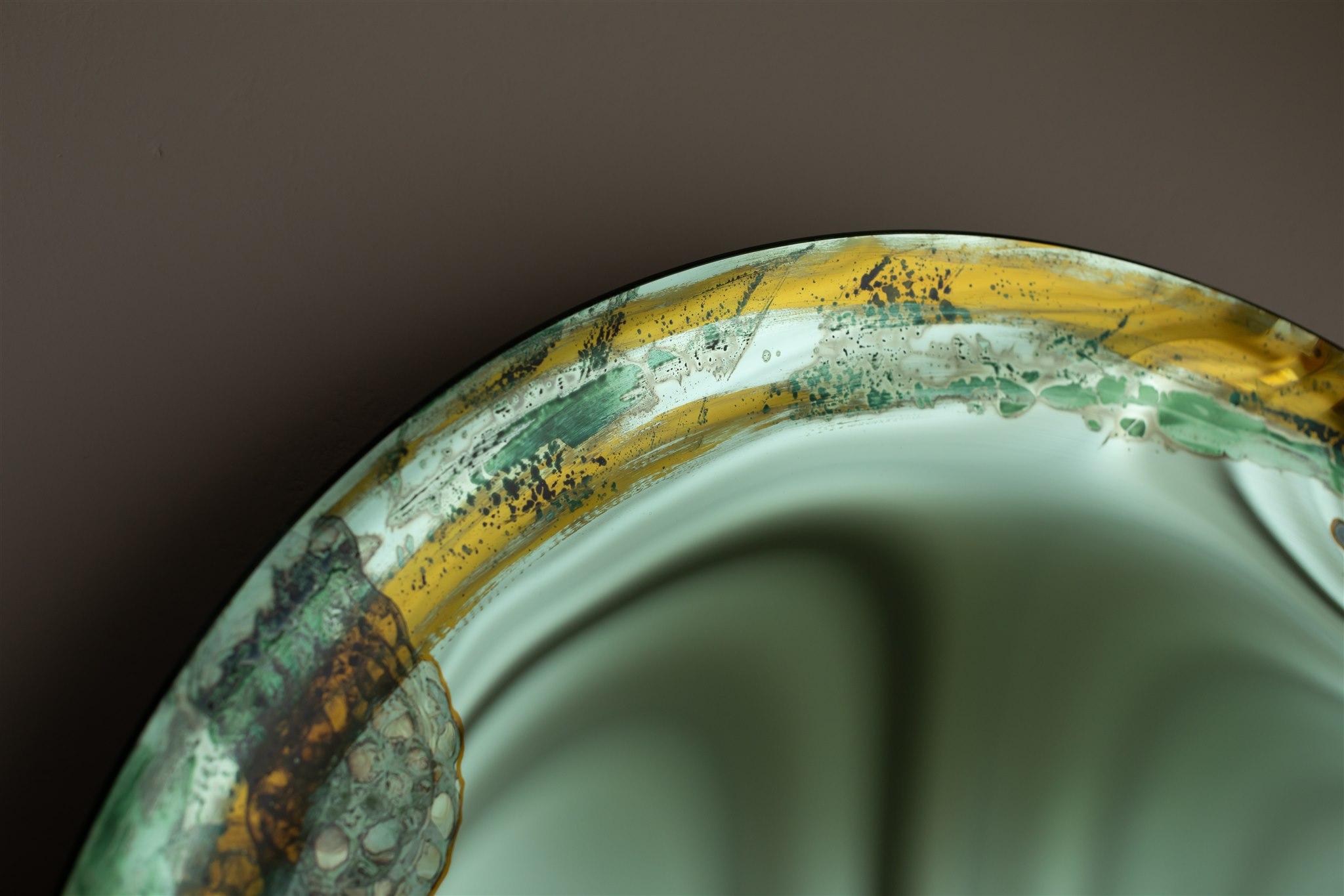 Miroir mural Halo vert par OOM Contemporary Glass en vente 11